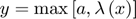 $y=\max\left[a,\lambda\left(x\right)\right]$