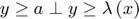 $y\ge a \perp y\ge \lambda\left(x\right)$