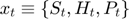 $x_{t} \equiv \left\{S_{t},H_{t},P_{t}\right\}$