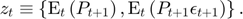 $z_{t} \equiv \left\{\mathrm{E}_{t}\left(P_{t+1}\right),\mathrm{E}_{t}\left(P_{t+1} \epsilon_{t+1}\right)\right\}.$