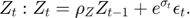 $$Z_{t}: Z_{t}=\rho_Z Z_{t-1}+e^{\sigma_t}\epsilon_{t}.$$