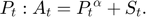 $$P_{t}: A_{t}={P_{t}}^{\alpha}+S_{t}.$$